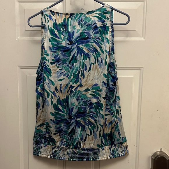 White House Black Market Floral Ruffle Blouse - Blue and Green - Picture 3 of 6